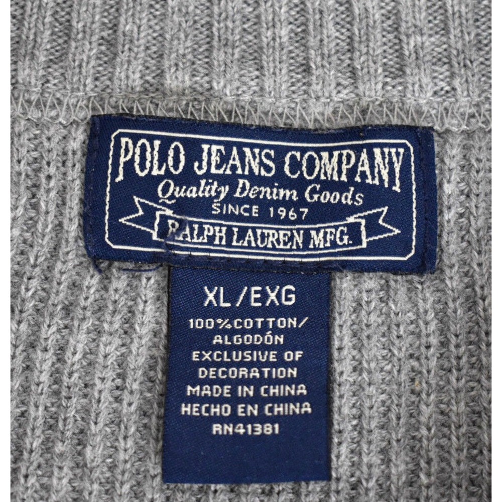 Polo Ralph Lauren MFG Mens Sweater 1/4 Zip Gray White Striped Pullover Cotton XL - Picture 4 of 9
